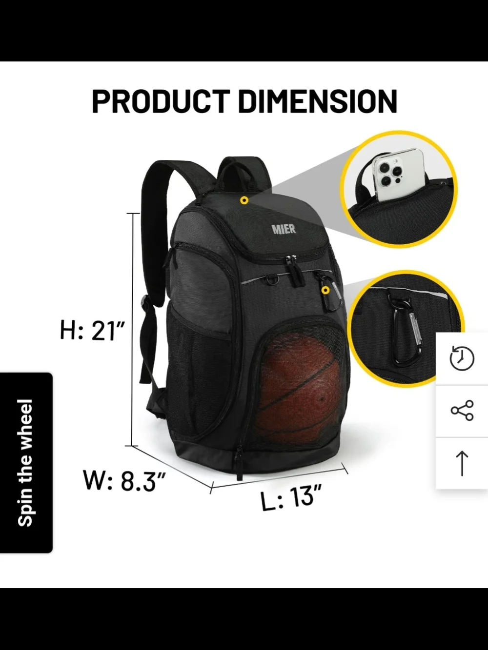 MIER Dark Blue Basketball Backpack